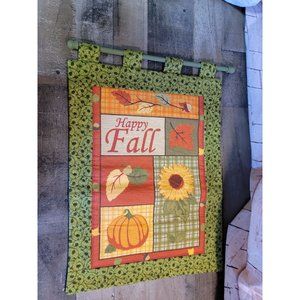 Happy Fall pumpkin sunflower leaf autumn banner flag decor green
